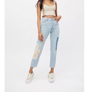 NWT BDG Slim Straight Floral Patchwork Jeans